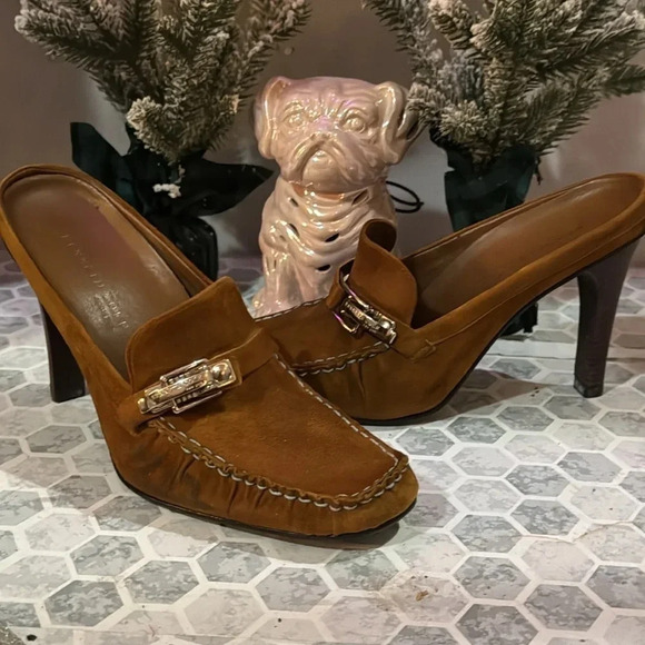 Kenneth Cole leather mule loafers, size 7 1/2 unique 2000s vintage. - Picture 1 of 10